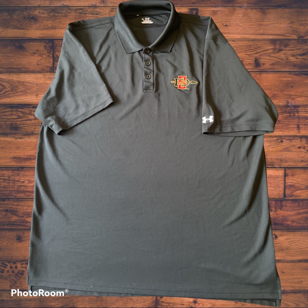 Under Armour Black Polo with Red & Gold Embroidered Logo